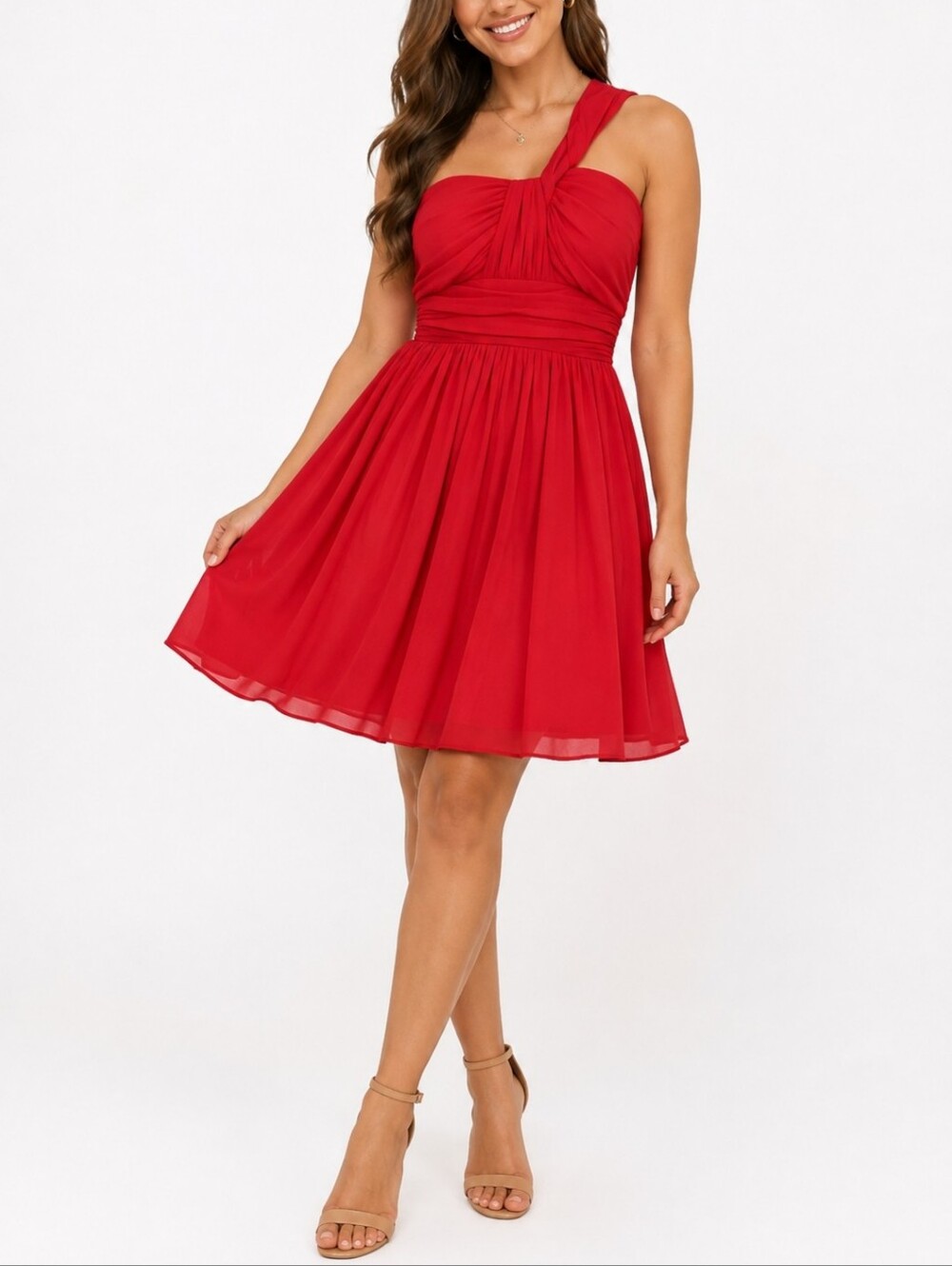 Steppin' Out ~Woman Size M~ Red Asymmetric Prom Party Dress NORDSTROM NWT.